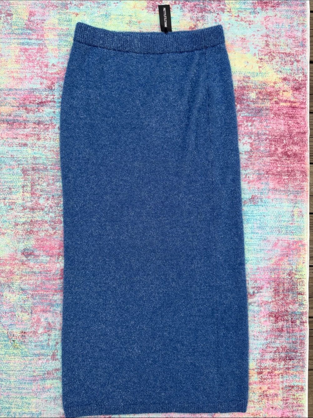 PrettyLittleThing Blue Knit Midi Pencil Skirt